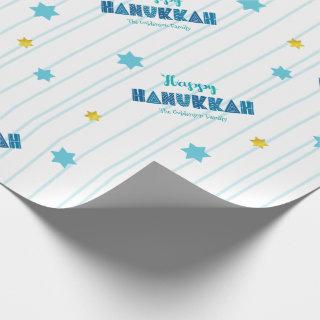Happy Hanukkah Modern Typography Gold Stars Name