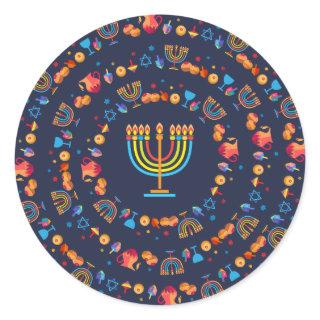 Happy Hanukkah Party Beautiful Decoration Classic Round Sticker