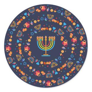 Happy Hanukkah Party Beautiful Decoration Classic Round Sticker
