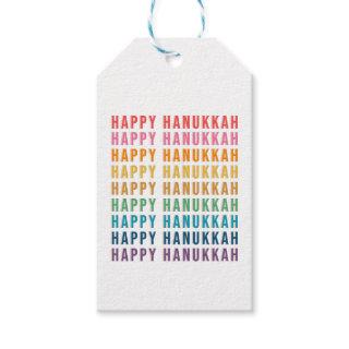 Happy Hanukkah | Simple Rainbow Colors Typography Gift Tags