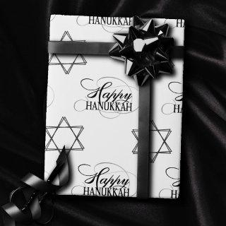 Happy Hanukkah Star of David Classic Black White