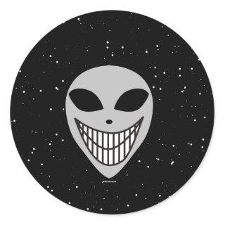 Happy Happy Alien race science fiction face Classic Round Sticker
