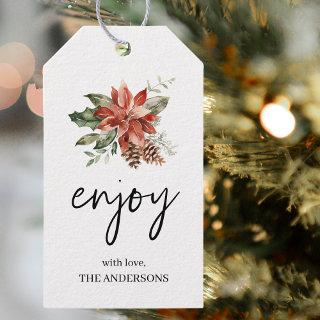 Happy Holiday Red Poinsett|  Christmas Gift Tags