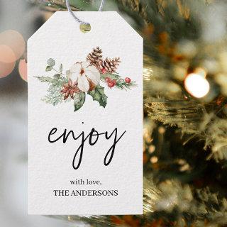 Happy Holiday Winter Flower | Christmas Gift Tags