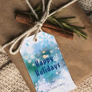 Happy Holidays Abstract Winter Snowy Dreamy Scene Gift Tags