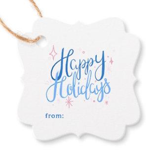 Happy Holidays Calligraphy Holiday Gift Favor Tags