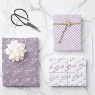 Happy Holidays Greeting Wish On Black Violet Pink  Sheets