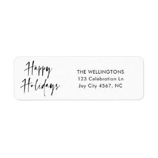 Happy Holidays Modern Script Family Name Label
