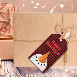 Happy Holidays Snowman Face Funny Cute Family Gift Tags