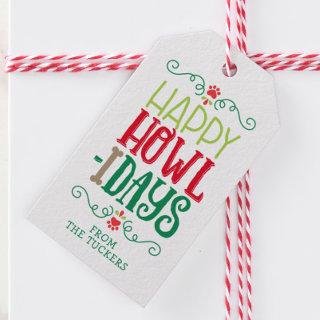 Happy Howl-idays Paw Prints Pet Dog Christmas Gift Tags
