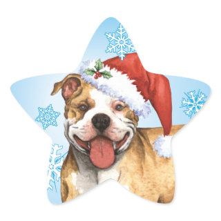 Happy Howliday Pit Bull Terrier Star Sticker