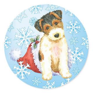 Happy Howliday Wire Fox Terrier Classic Round Sticker