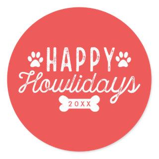 Happy Howlidays | Red Holiday Classic Round Sticker