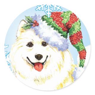 Happy Howlidays Samoyed Classic Round Sticker