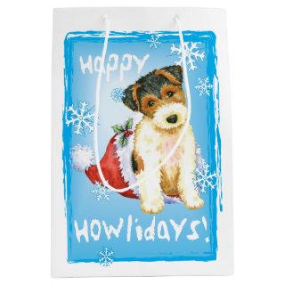 Happy Howlidays Wire Fox Terrier Medium Gift Bag