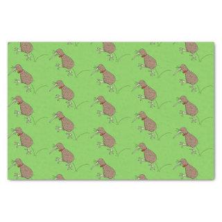 Happy jumping kiwi with bow tie cartoon design tissue paper