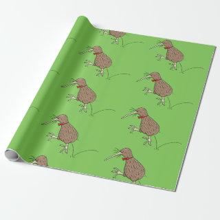 Happy jumping kiwi with bow tie cartoon design