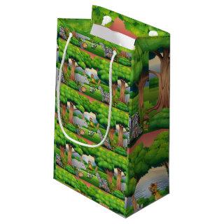 Happy Jungle Animals in a Landscape   Small Gift Bag