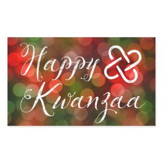 Happy Kwanzaa Bokeh Umoja Lights Rectangular Sticker