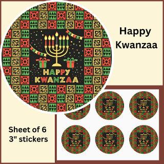 Happy Kwanzaa Candles Red Black Green Yellow Classic Round Sticker