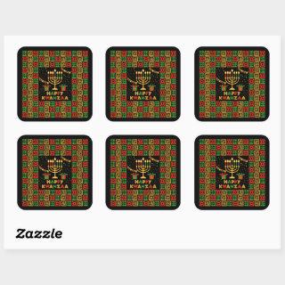 Happy Kwanzaa Candles Red Black Green Yellow  Square Sticker