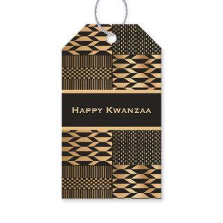 Happy Kwanzaa (Kente Print - Black) Gift Tags