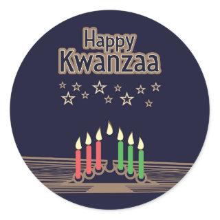 Happy Kwanzaa Kinara Menorah Seven Holiday  Classic Round Sticker