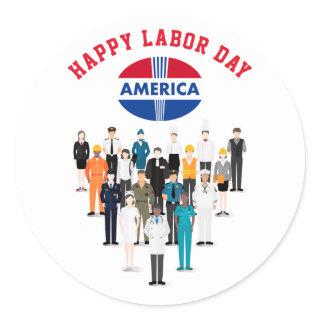 Happy Labor Day America Classic Round Sticker