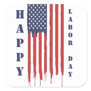 Happy Labor Day American Flag Graffiti  Square Sticker