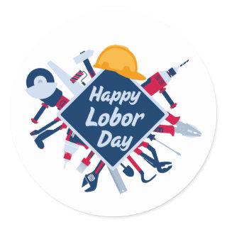 Happy Labor day Long Weekend Classic Round Sticker