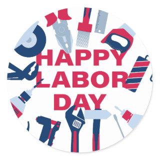 Happy labor day Weekend Classic Round Sticker