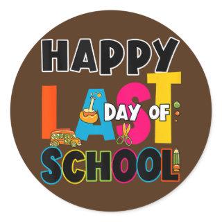 Happy Last Day Of School Kids Teacher Student Classic Round Sticker