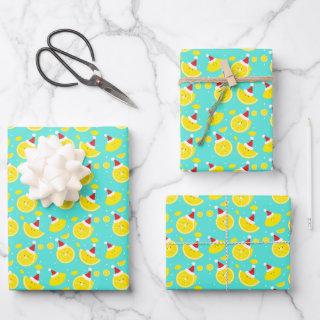 Happy Lemons Santa Hats Pattern Christmas  Sheets