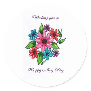 Happy May Day Classic Round Sticker