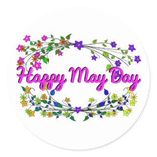 Happy May Day Classic Round Sticker