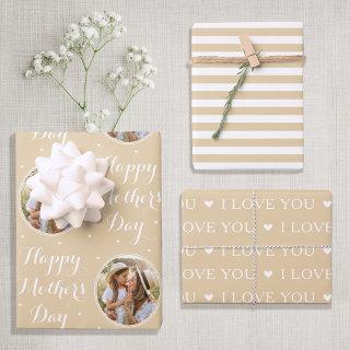 Happy Mother's Day Custom Photo Pale Gold 3  Sheets