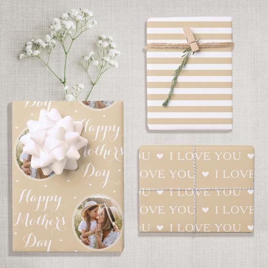 Happy Mother's Day Custom Photo Pale Gold 3  Sheets