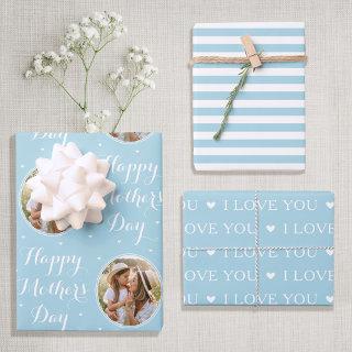 Happy Mother's Day Custom Photo Pastel Blue 3  Sheets
