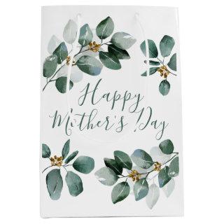 Happy Mother's Day Eucalyptus Watercolor Foliage Medium Gift Bag