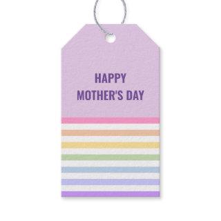 Happy Mothers Day Pastel Rainbow Stripes Gift Tags