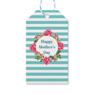 Happy Mothers Day Pink Rose Red White Petunia Gift Tags