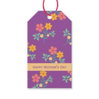 Happy Mother's Day Retro Daisy Bouquet in Purple Gift Tags