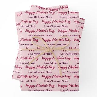 Happy Mother's Day Script Pale Pink Name of Giver  Sheets