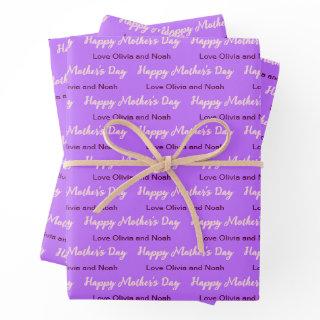 Happy Mothers Day Script Pale Purple Name of Giver  Sheets