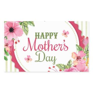 Happy mother's day vintage flower bouquet frame rectangular sticker