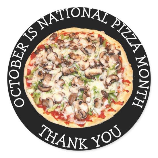 Happy National Pizza Month Classic Round Sticker