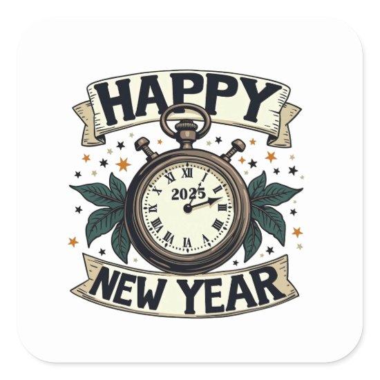 Happy New Year 2025 New Year Celebration  Square Sticker