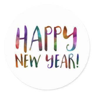 happy new year bokeh classic round sticker