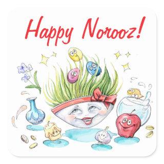 Happy Norooz Haft Sin funny table Square Sticker