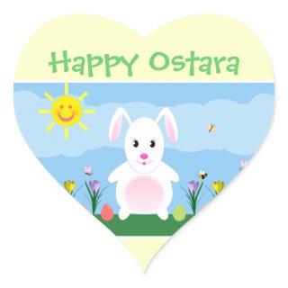 Happy Ostara Bunny Rabbit Heart Stickers